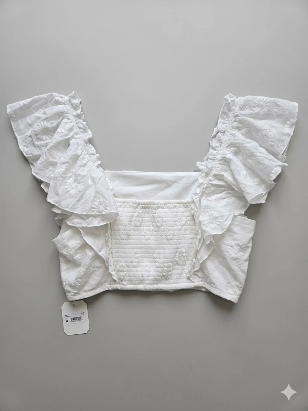 Altar'd State White Sunflower Ruffle Sleeve Crop Top Size XL NWT - Picture 3 of 9